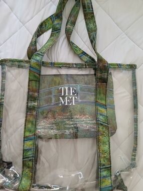 THE MET MUSEUM Clear Tote And Matching Bag Set with Monet Waterlilies Print